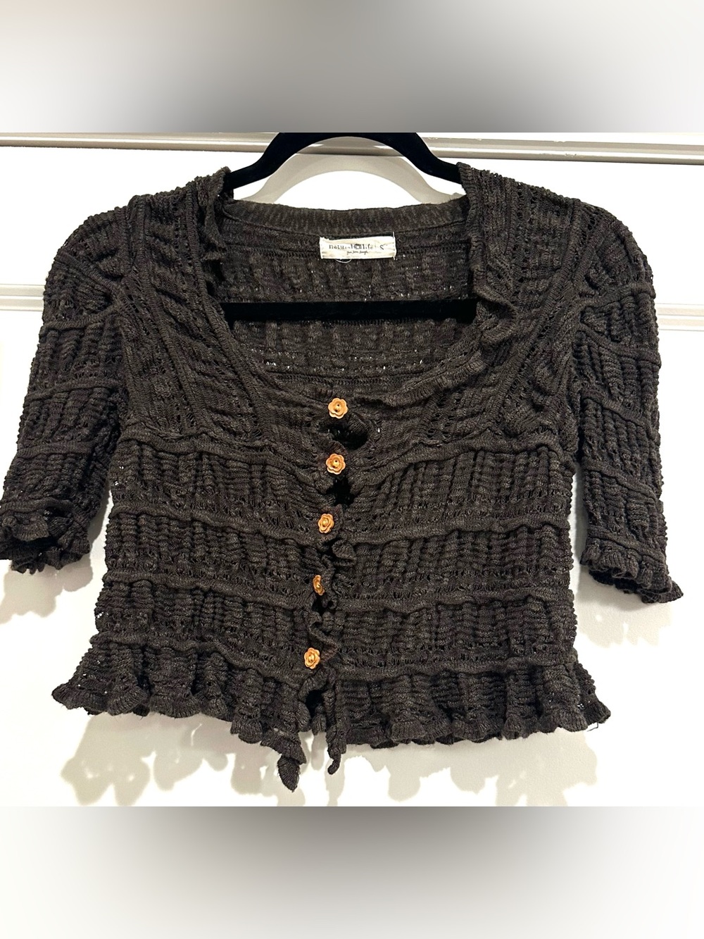 Natural Life Juliet Half Sleeve Ruffle Cardigan/Sweater Top. Size S